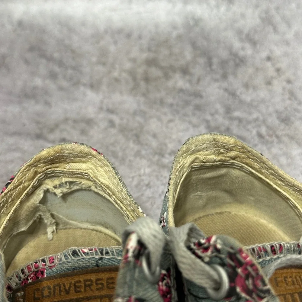 Converse Chuck Taylor All Star Youth 2 Gray Pink Floral Rose Low Top Sneakers